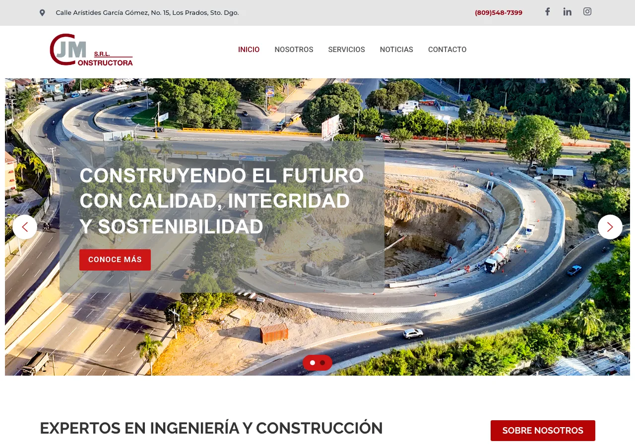Captura del sitio de Constructora JM