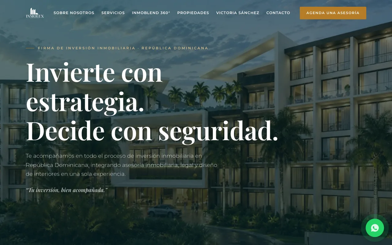 Captura del sitio de INMOLUX Properties